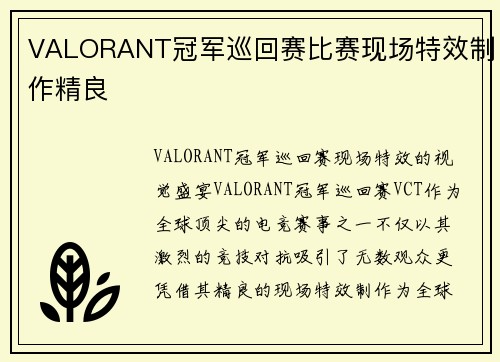 VALORANT冠军巡回赛比赛现场特效制作精良
