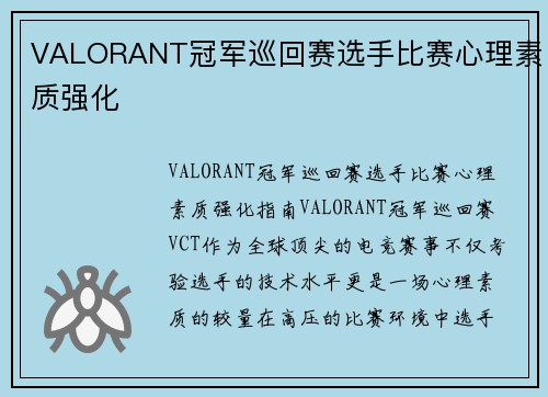 VALORANT冠军巡回赛选手比赛心理素质强化